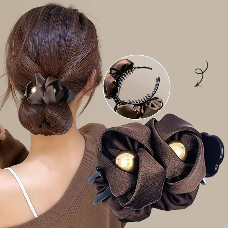 Pearl Hair Claw Clip Minimalist Shark Clip Stylish Non‑Slip Back Head Bun Holder Elegant Hair Accessories for Women Girls
