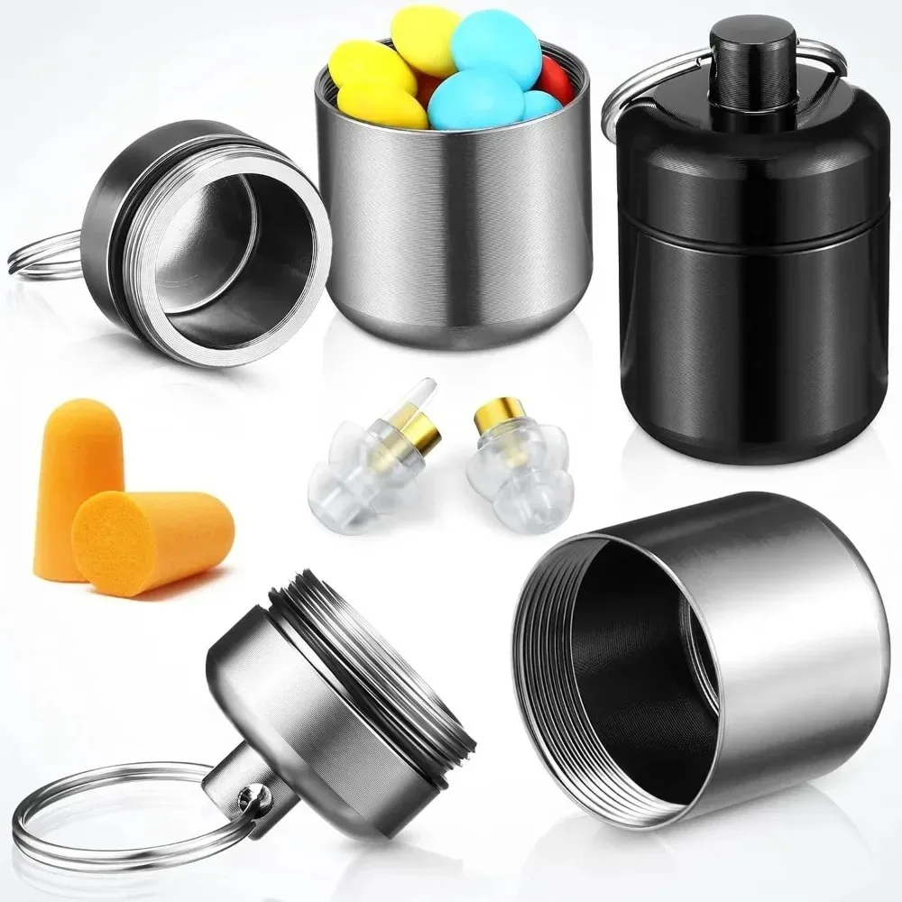 Aluminum Waterproof Pill Box with Sealed Storage, Flat Head, and Keychain for Vitamins Medicine and Fish Oils