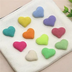 30pcs Colorful Pure Color Fabric Covered Heart Flatback Buttons Garment DIY Accessories