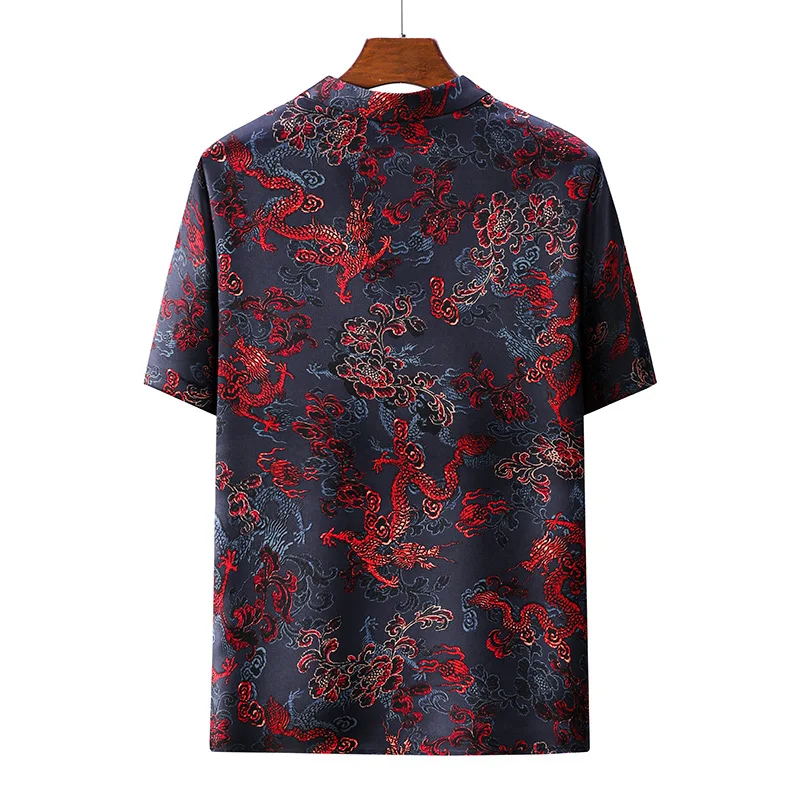 

High Quality Real Silk Heavy Short-Sleeved Suit Men's Summer High-End New Chinese Style Shirt Fashion