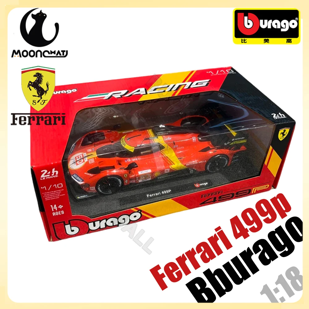 New 1/18 BburagoFerrari 499p LMH #51 #50 Ferrari Model 2023 24H LE MANS CHAMPION FERRARI Car Model Baking Paint Gifts