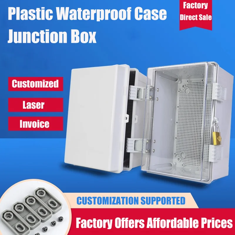 IP66 Waterproof ABS Plastic Enclosure Box Gray/Transparent Cover for Outdoor Electronics Durable Protection Junction Box