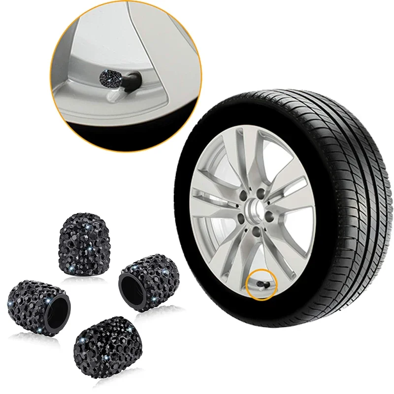 Wheel valve cap, car vacuum formed crystal valve cap, 2/4 diamonds, car tire valve cap, shiny dust cap accessories