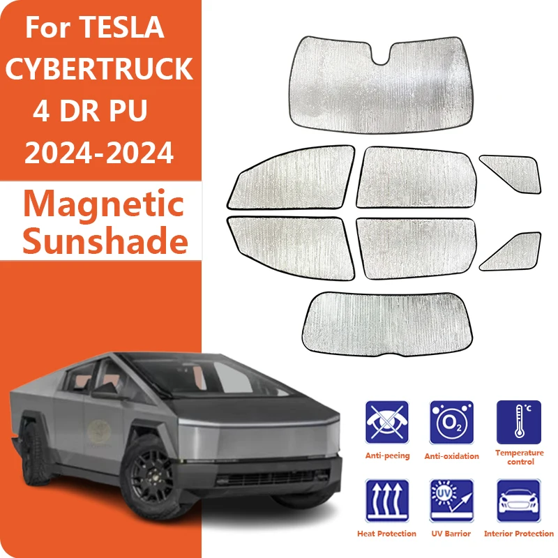 Custom Car Window Sunshade Anti-UV Car Sun Window Visors Sunshade Covers Accessories For TESLA CYBERTRUCK 4 DR PU 2024-2024