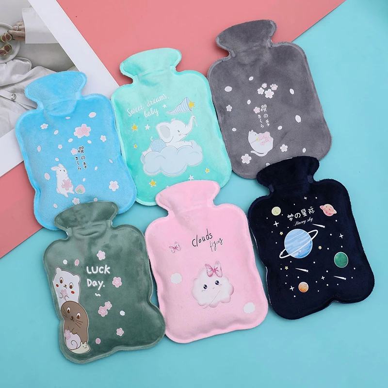 1PC Cartoon Plush Cloth Hot Water Bag Portable Water-filling Hot Water Bottle Hand Warmer Hand Feet Hot Water Bottle Bags PVC