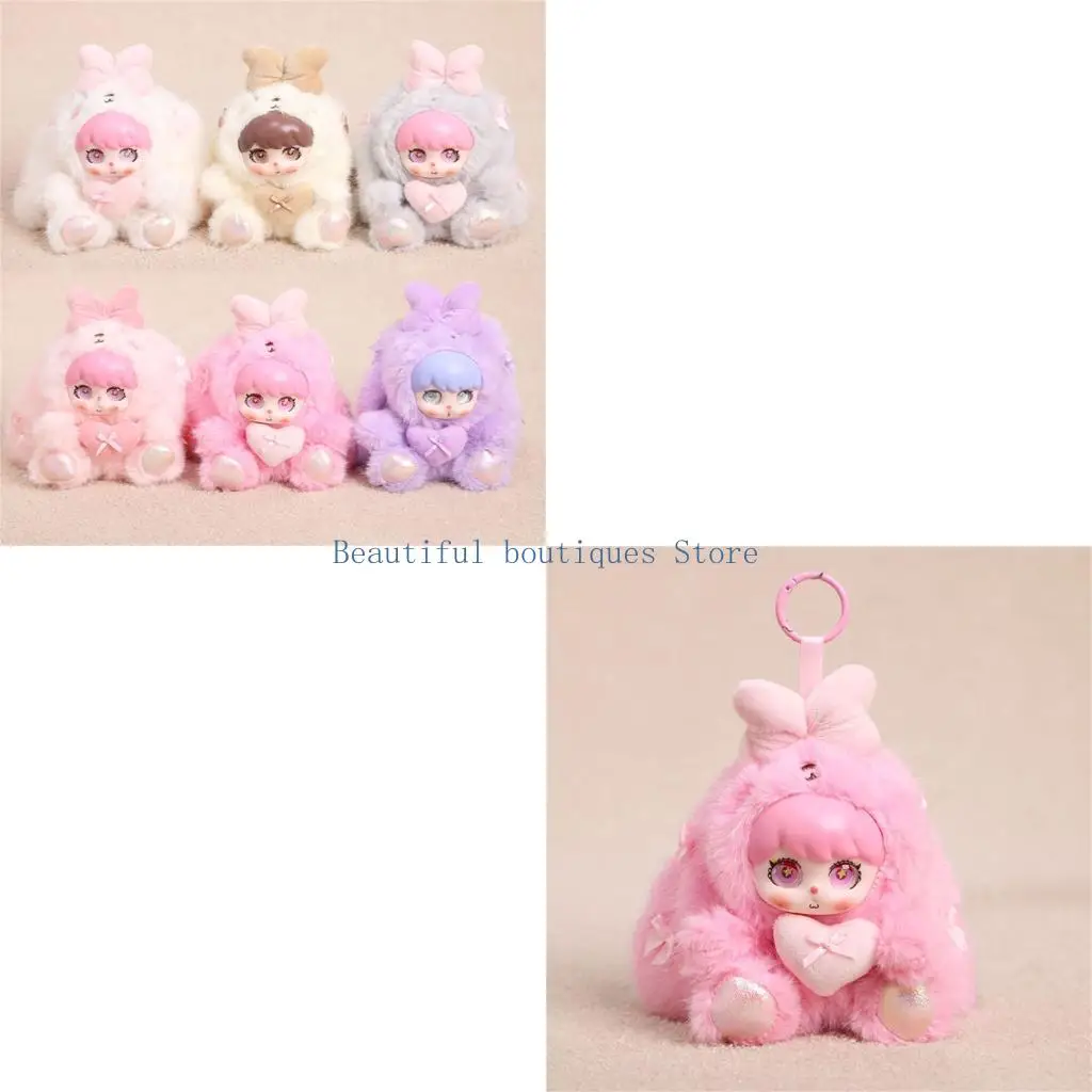 U4LF Adorable Floppy Ear Rabbit Ring High Quality Fabric And Vinyls Material Bag Hanging Ornament For Daily Use