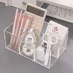 Acrylic Pen Holder, Office Book Desktop Plastic Stationery Compartment, Student Mark Colored Brush Storage Box