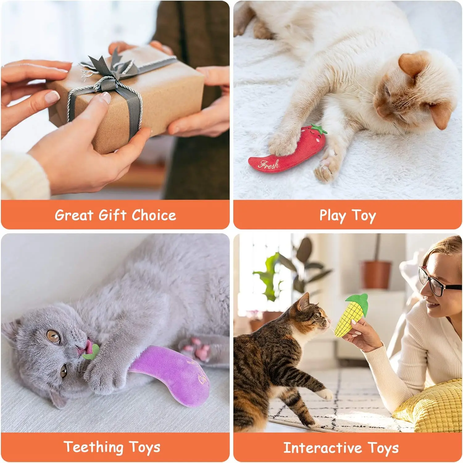 Catnip Toys for Cats, Cat Toys for Indoor , Interactive Cat Toy, Cat Chew Toy, Cat Pillow Toys, Cat Toys for Kittens Kitty