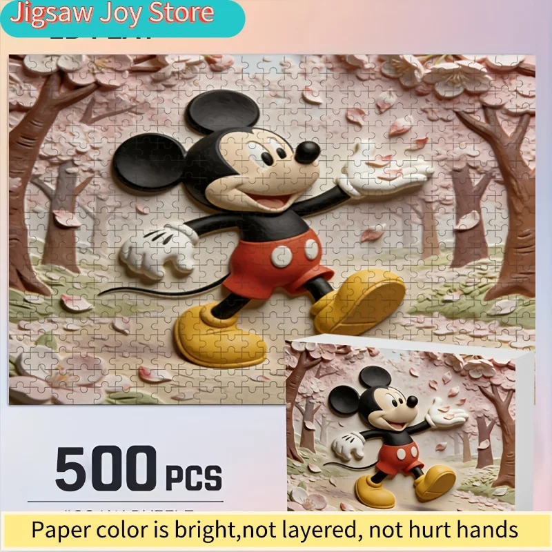 2D 플랫, 디즈니 디즈니 스티치 & 미키 마우스 퍼즐 성인용 - 2D 프린트 두뇌 티저, 팬들을 위한 추억의 선물, 호