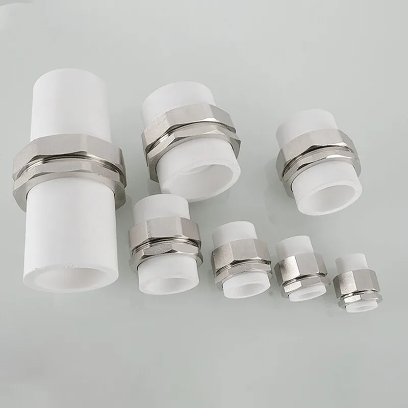 تركيب أنابيب PPR بيضاء + أنبوب مستقيم مطلي بالنيكل والنحاس 1/2 "3/4" 1 "1.2" 1.5 "2" 2.5" القطر الداخلي 20/25/32/40/50/63/75 مللي متر #4