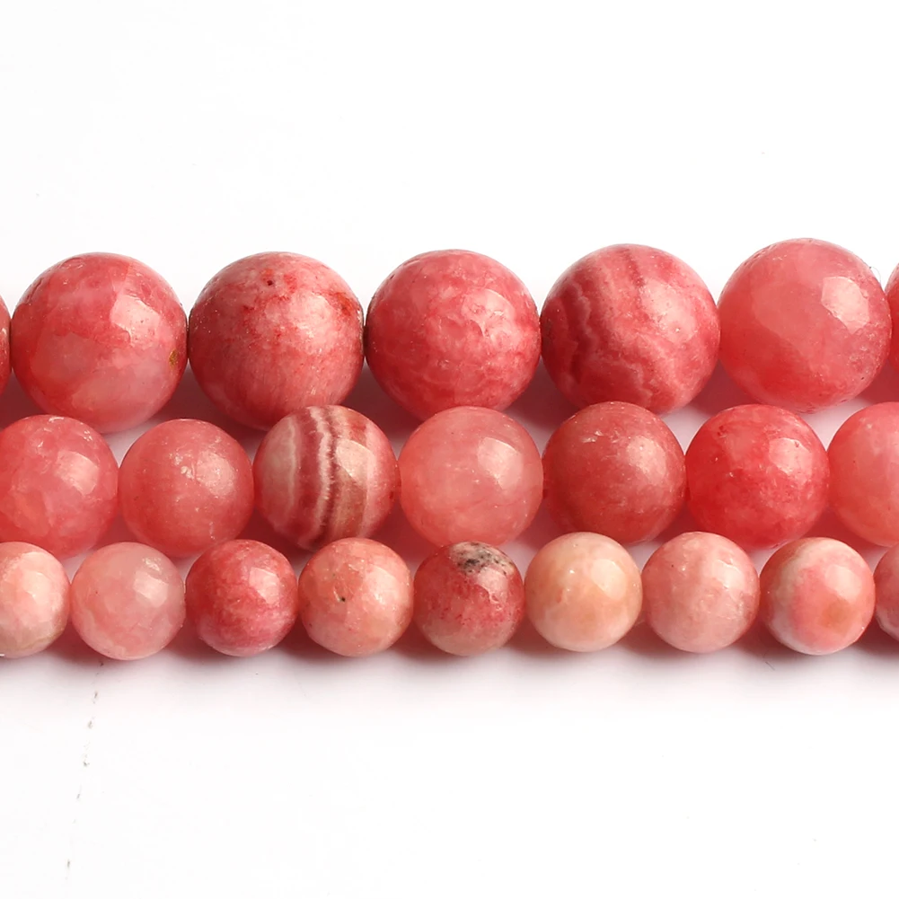 Natural Round Red Rhodochrosite Stone Loose Beads for Jewelry Making Pick Size 6/8/10mm Handmade DIY Bracelet Necklace 15 Inches