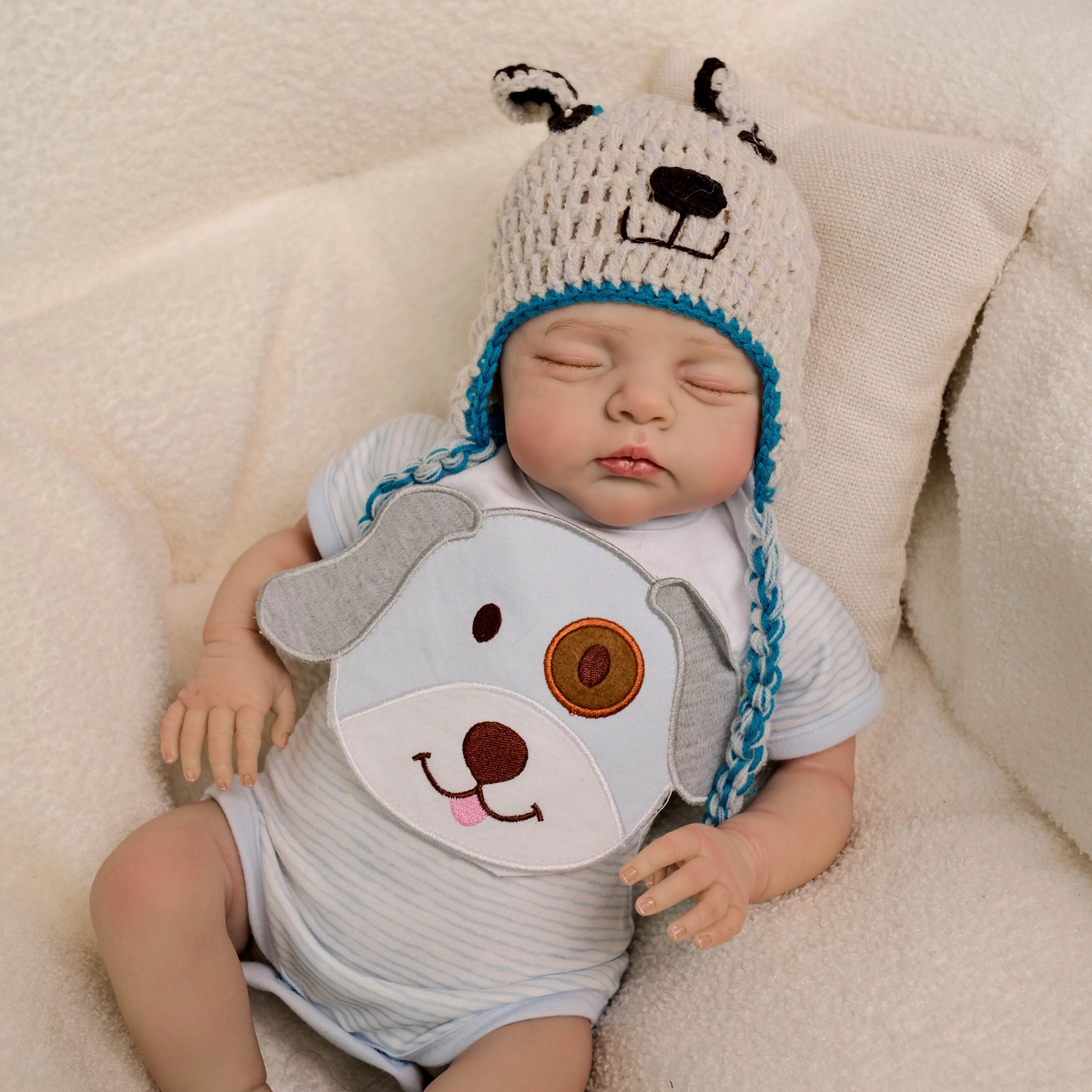 NPK 19 インチ新着人形アイリスリアルなリボーンベビードール柔らかい布ボディ手描き静脈付き