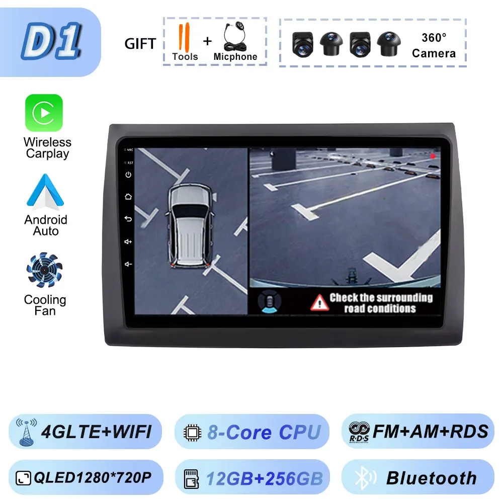 Draadloze Carplay Auto Android voor Fiat Stilo 2002-2010 Autoradio GPS Stereo Multimedia WiFi Viedo Speler Autoradio Navigatie