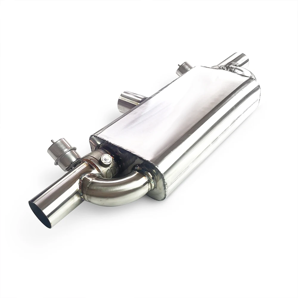 Stainless steel  exhaust system Universal exhaust muffler with Control valve , intake pipe diameter 63mm, 70mm, 76mm customized