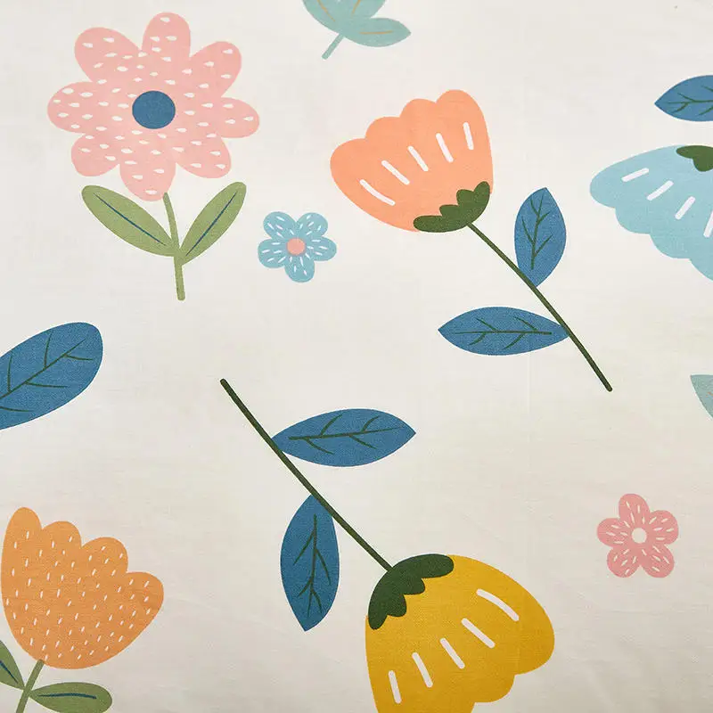 100% High Quality Cotton Print 1 Flat Sheet (without Pillowcase) Plant Flowers Suitable for Twin Bed Soft and Breathable