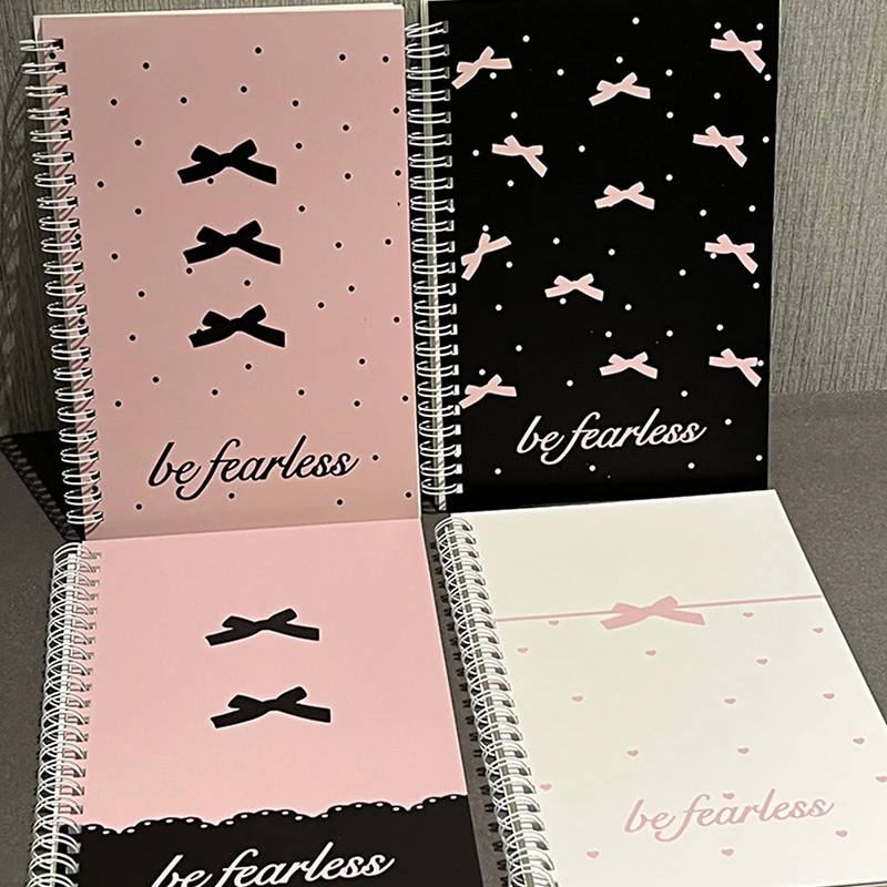 Cute Pink Bow A5 Coil Notebook Diary Sketchbook School Office Supplies Stationery Mini Portable Notepad Student Gift view 3