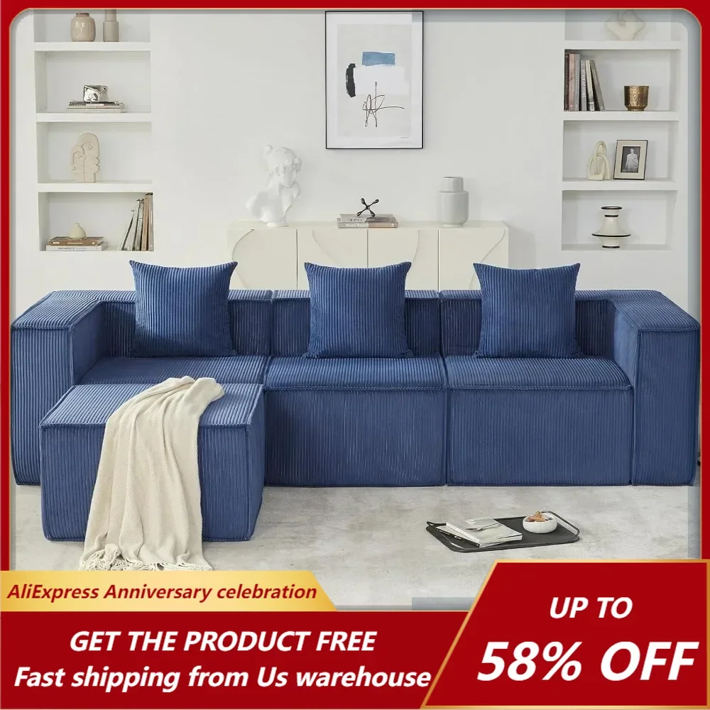 

106 Modular Sectional Sofa, L-Shaped Couch Sofa with Wide Armrests and Soft Foam Structure,Easy Set up with No Assembly Required