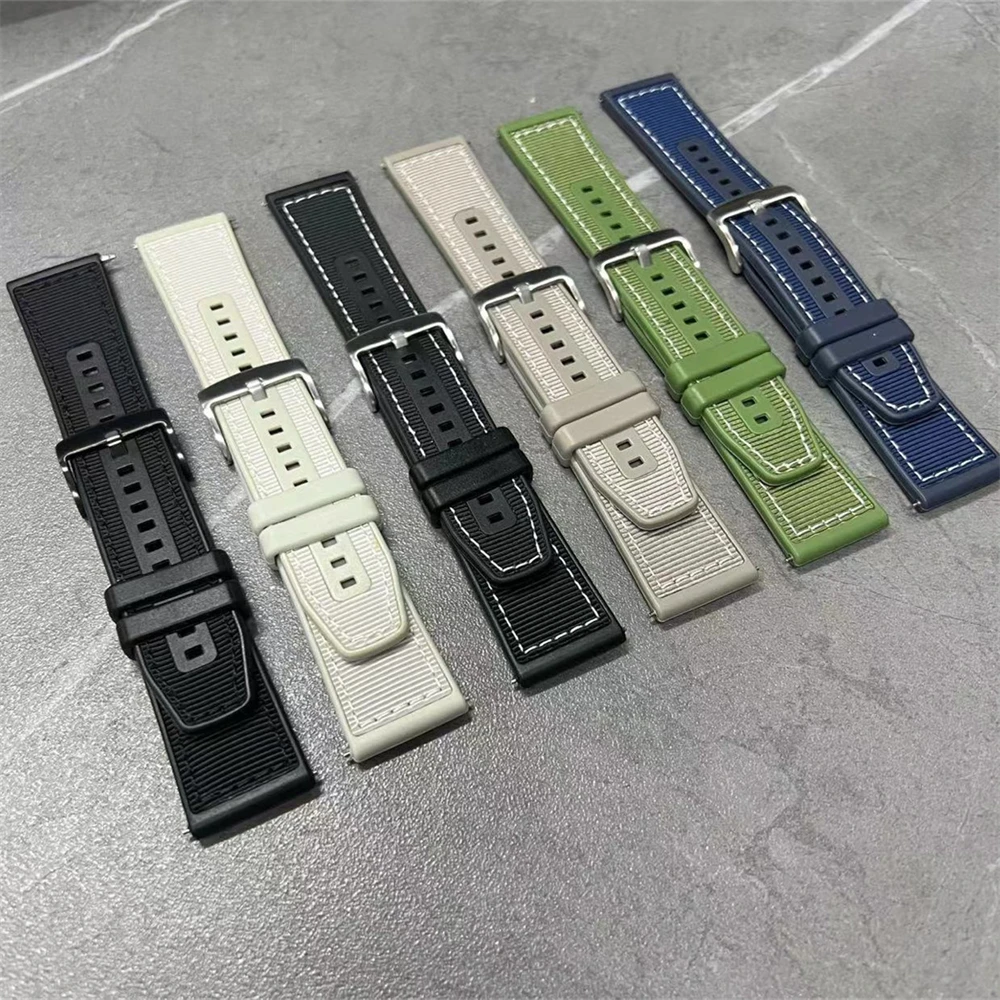 20mm 22mm nylon woven strap suitable for Huawei GT Garmin Samsung adjustable smartwatch strap with single loop buckle