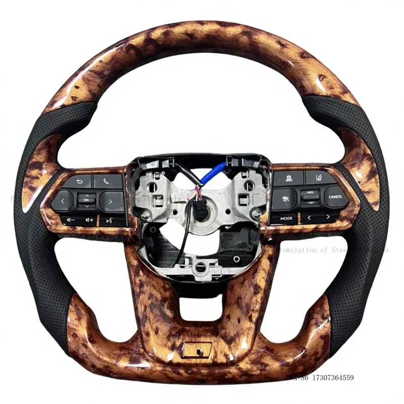 Customized Peach Wood Leather Steering Wheel for Toyota Hilux Tundra Land Cruiser Prado FJ Highlander LC200 LC300 Prado 120