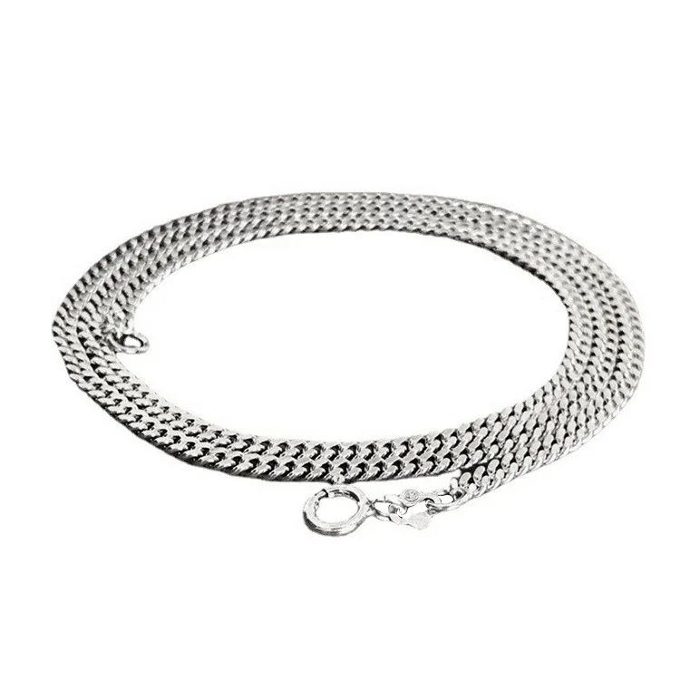 S925 Silver Simple Cycling Chain Necklace Trendy Men And Women Fashion Whip Chain Necklace Silver Jewelry Wholesale