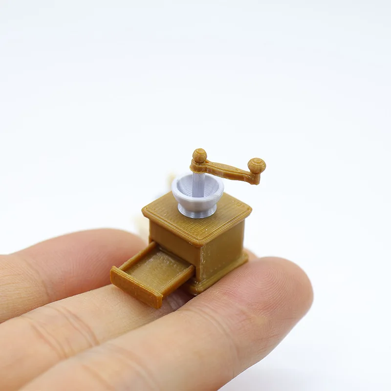 Mini Hand Crank Coffee Grinder Model Dollhouse Kitchen Accessories Miniature Coffee Mill Cafe Scene Props Desktop Decoration