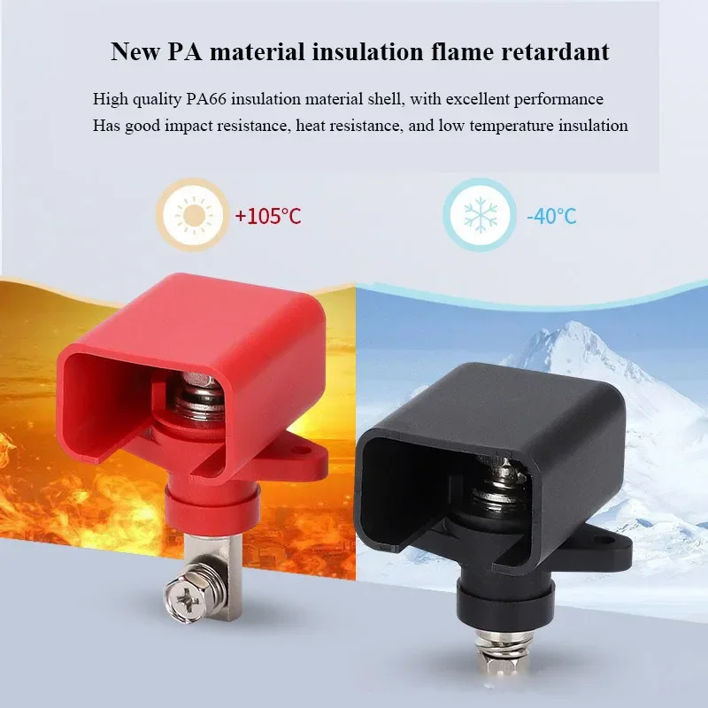 Pure Copper 150A Through-the-wall Terminal Block High Current Square Energy Storage Cabinet Lithium Battery Connector Red Black