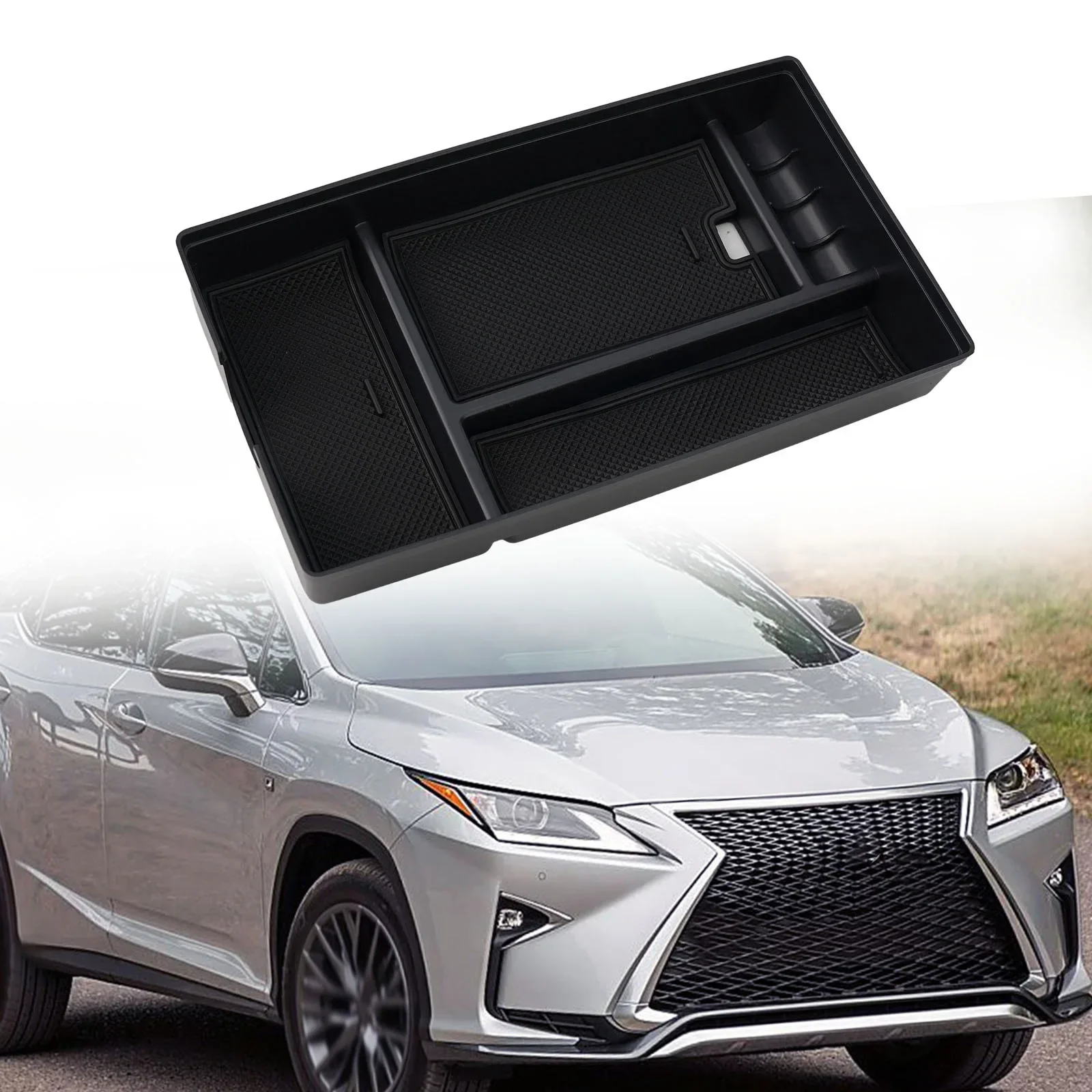 1pc For Lexus RX 450h+ 500h 2023 2024Car Central Armrest Storage Box New And High Quality Black Car Interior Accessories