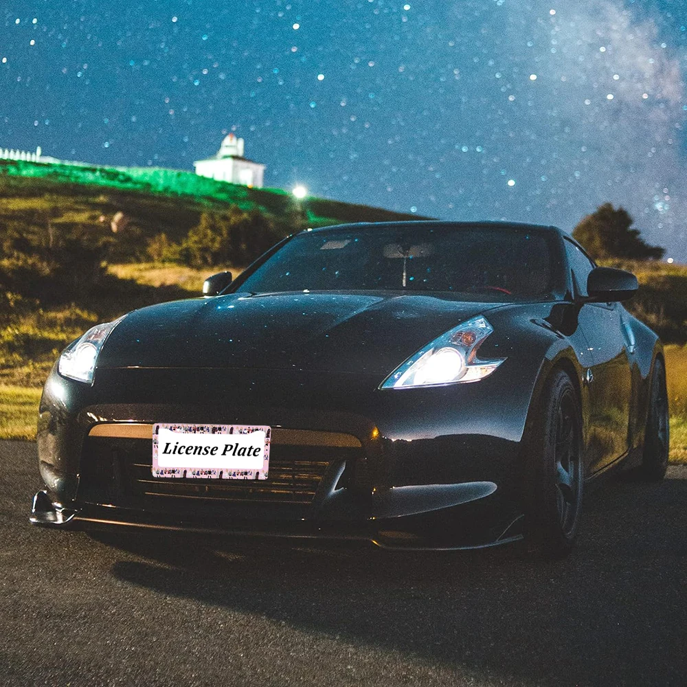 الوردي الملونة الموسيقار نمط 2 حفرة إطار لوحة الترخيص مادة الألومنيوم 6x12 بوصة مع المسمار مجموعة هدية تزيين السيارة #6