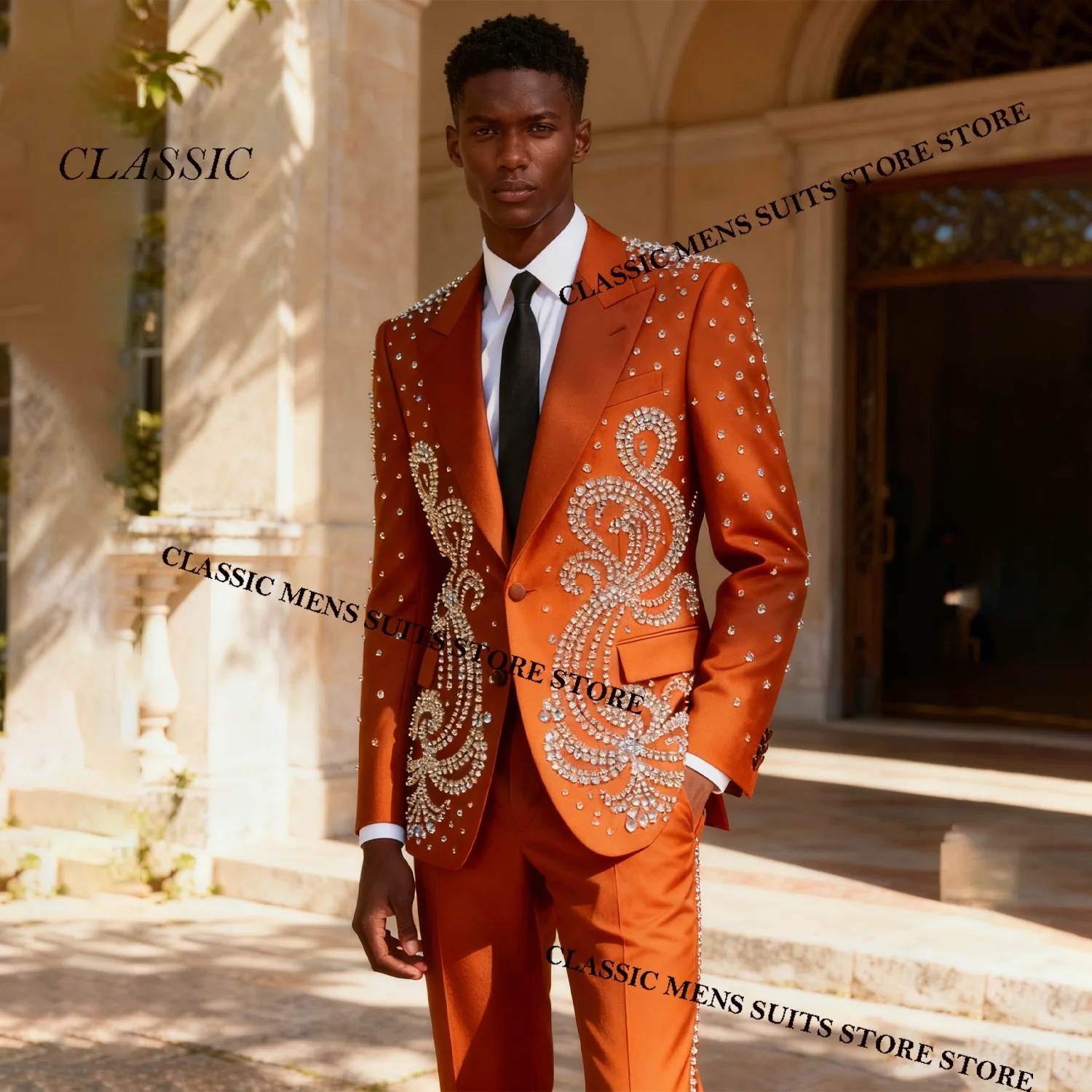 

Металлический ювелирный орнамент, смокинг, мужские костюмы, комплект из 2 предметов, элегантный свадебный пиджак для жениха, мужской пиджак для выпускного вечера, тонкий вечерние Ternos Completo