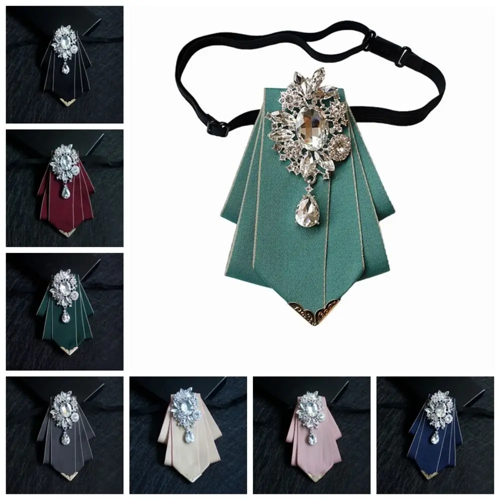 

Luxury Alloy Rhinestone Bow Tie Polyester Pin Collar Flowers Neck Decoration Men's Boy