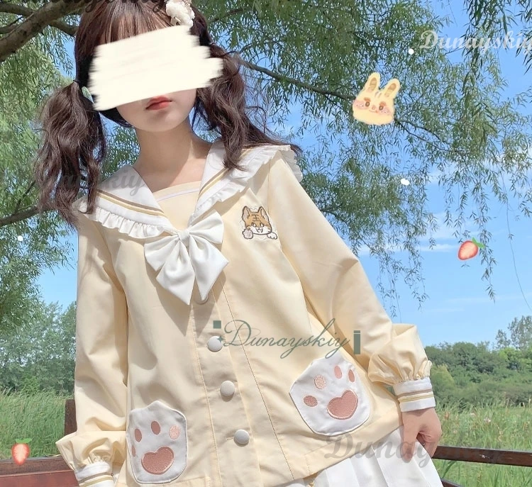 Summer New JK School Uniform Cute Tiger Top Pleated Skirt Bow Tie Sailor Suit Y2K Girl Women Halloween