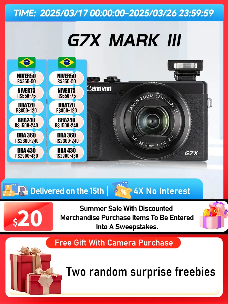 Canon PowerShot G7X Mark II III Portable Small Card Digital Camera Optical Zoom Lens 4K Video Cameras G7X3 G7X II G7X III（Used）