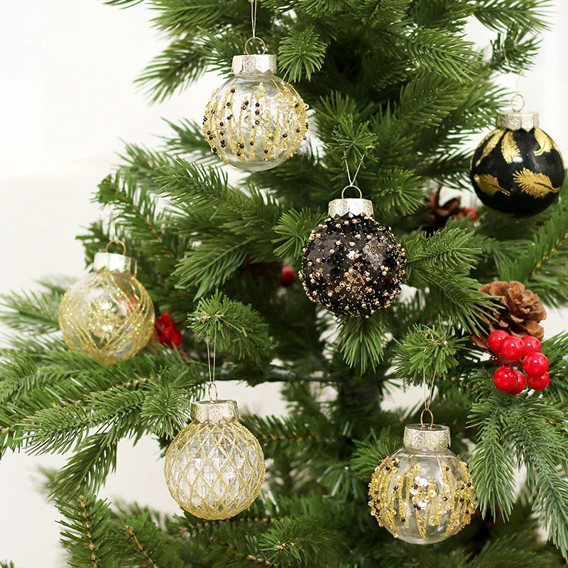 25pcs Christmas Ball Decoration 6cm Black Gold Baubles Christmas Tree Hanging Ornaments for 2025 Noel Navidad Xmas Party Pendant