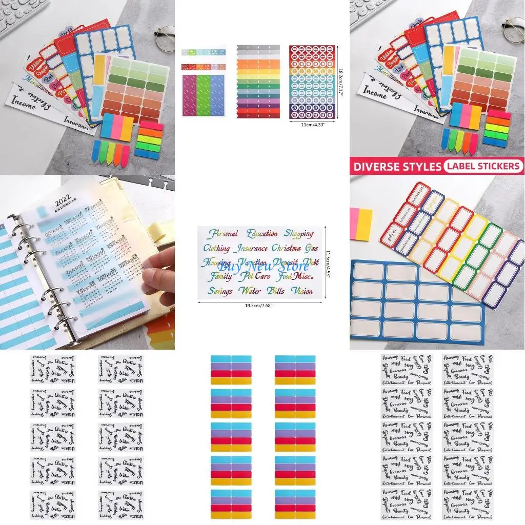 

20CE Sticky Index Tabs Book Tabs Multi-Colored Sticky Tabs Writable Index Labels Colorful Letter Stickers for Planner Folder