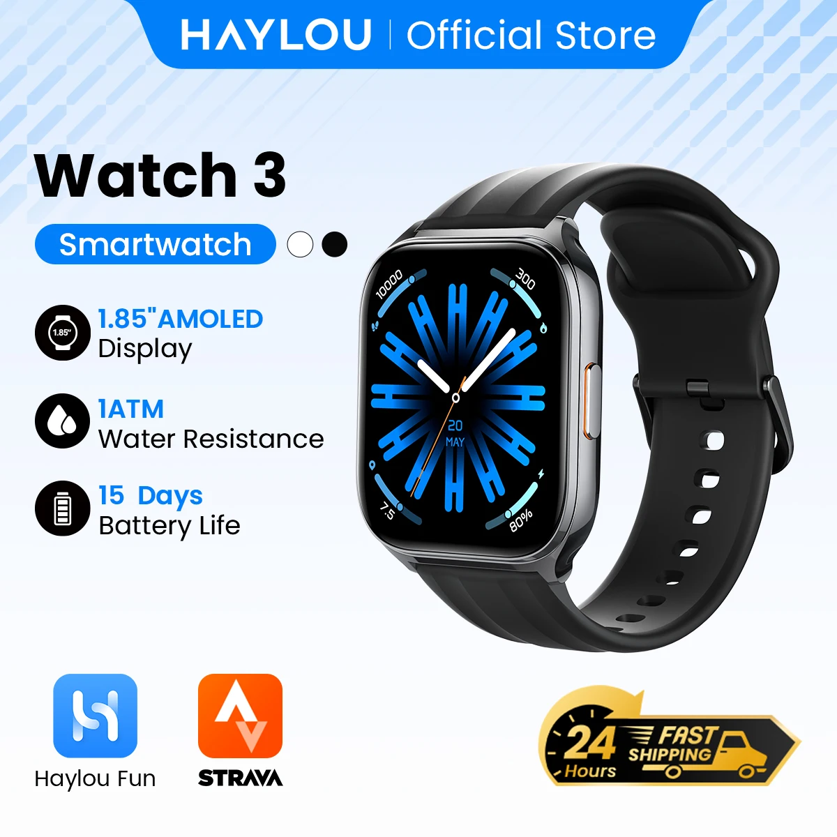 

HAYLOU Watch 3 Voice Calling Smartwatch 1.85'' AMOLED Screen 24h Health Monitoring 150+ Sports Modes Smart Watch 1ATM Waterproof
