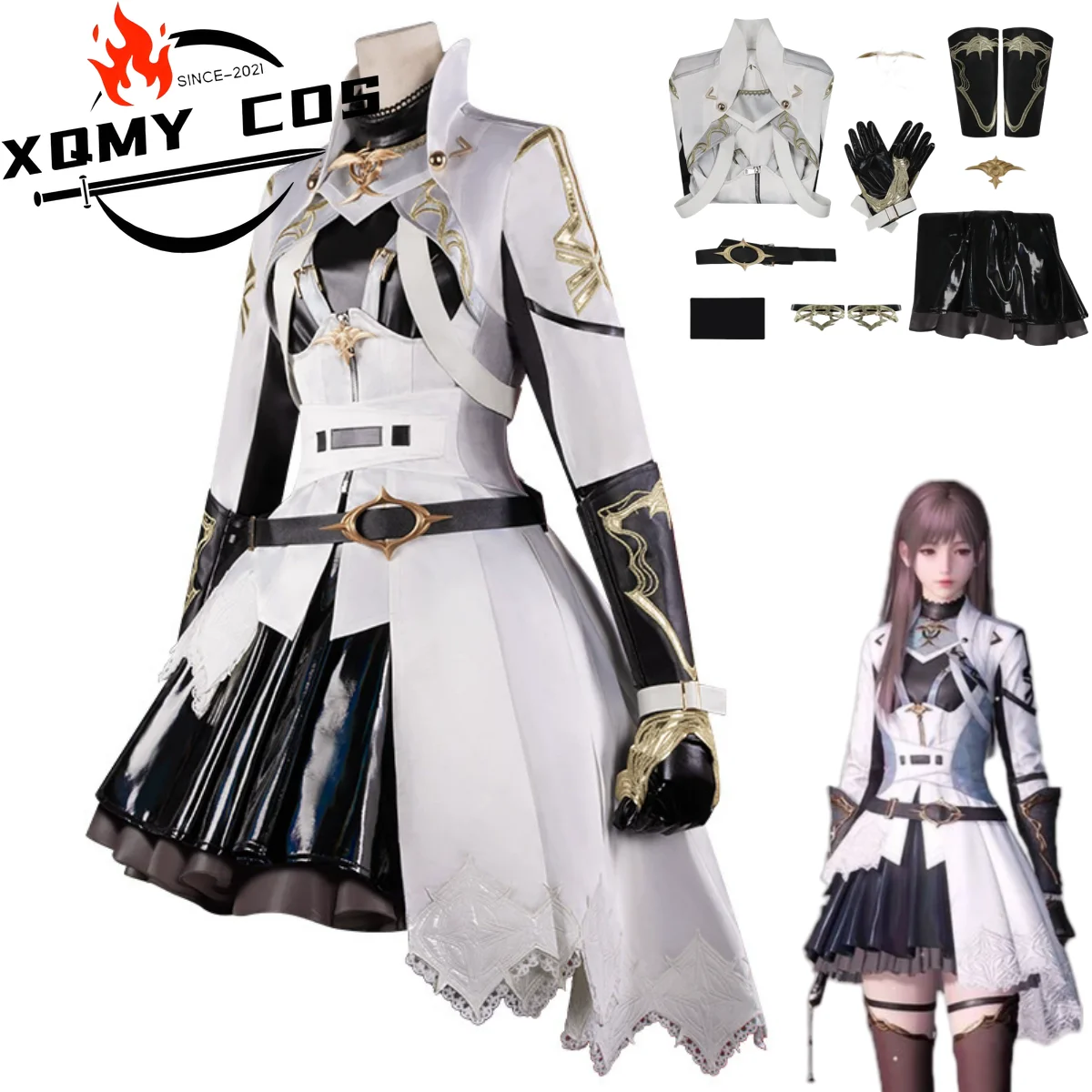 

XqAnime Love and Deepspace Miss Hunter Cosplay Costume Protagonist Refulgent Path Coat Skirt Combat Uniform Woman Sexy Party Sui