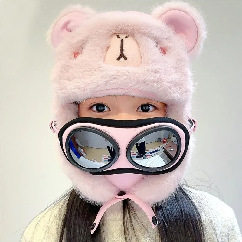 

2026 Creastive New Children's Cute Cartoon Hat Boys' Winter Outdoor Warm Hat Kids' Ear Protection Hat LJ102