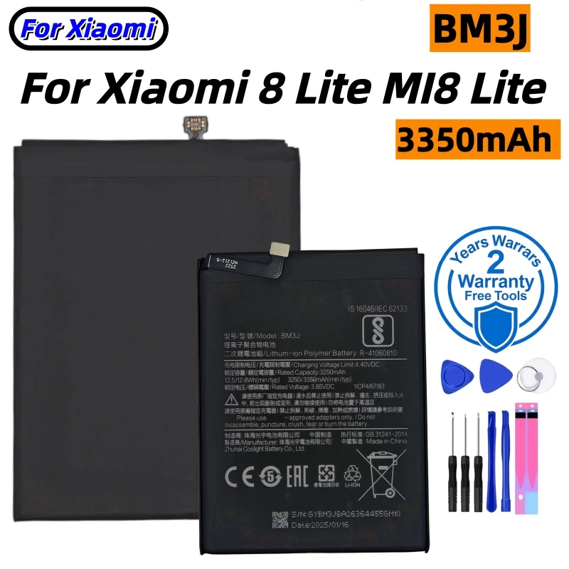 

Lithium battery BM3J 3350mAh battery For Xiaomi 8 Lite MI8 Lite BM3J High Quality Phone Replacement Batteries Free Tools