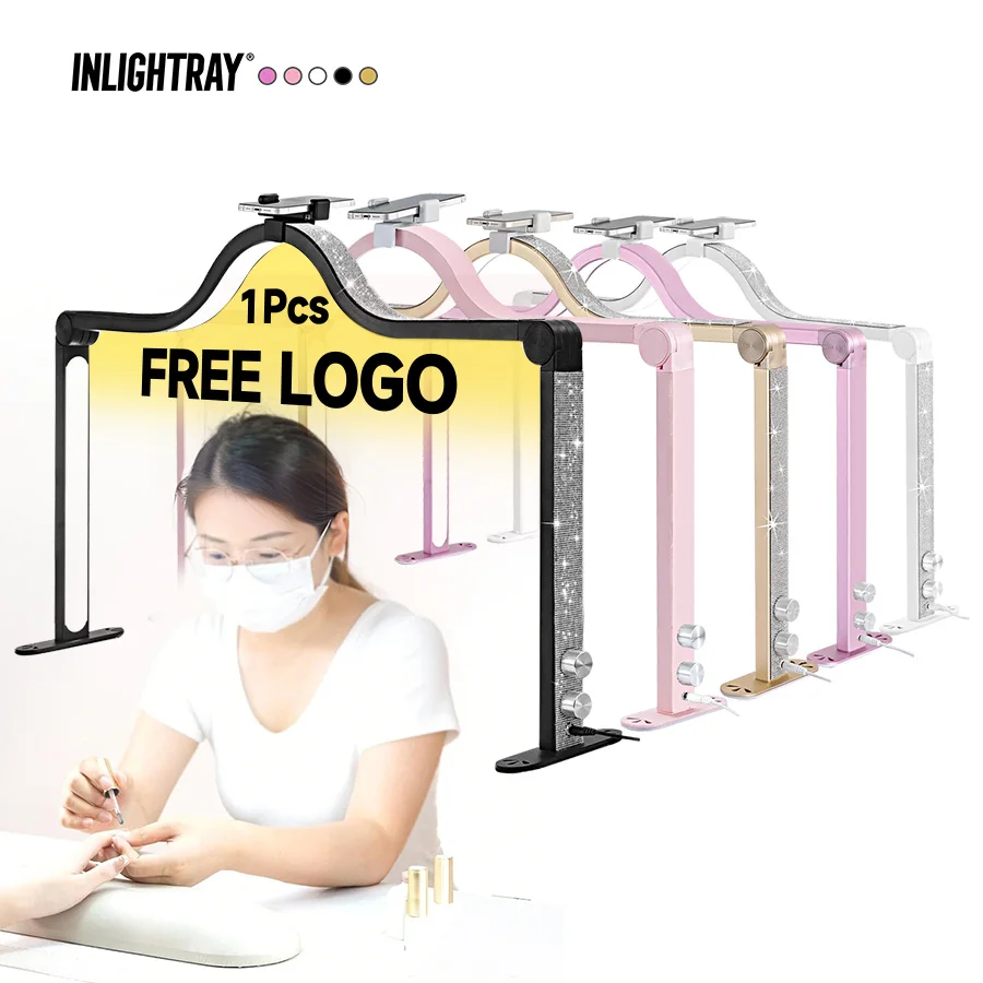 

Free LOGO 48W Knob 35inch Nail Lamp Beauty Salon Eyelash Extension Desk Fill Light Makeup Foldable Nail Lamp LED Half Moon Light