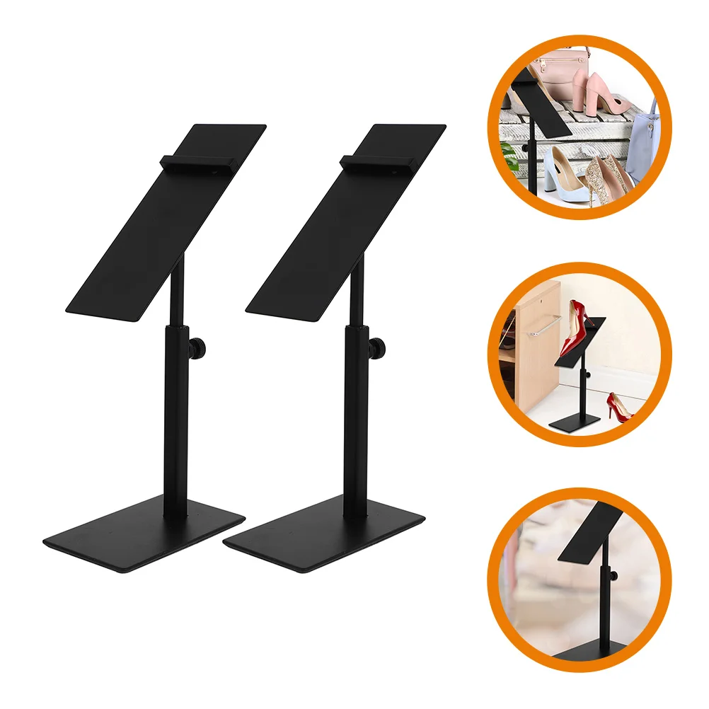 

2 Pcs Shoe Rack Tall Adjustable Holder Black Display Stand Slots Shelves for Closet Racks Organizers Shoes Mens Risers Man