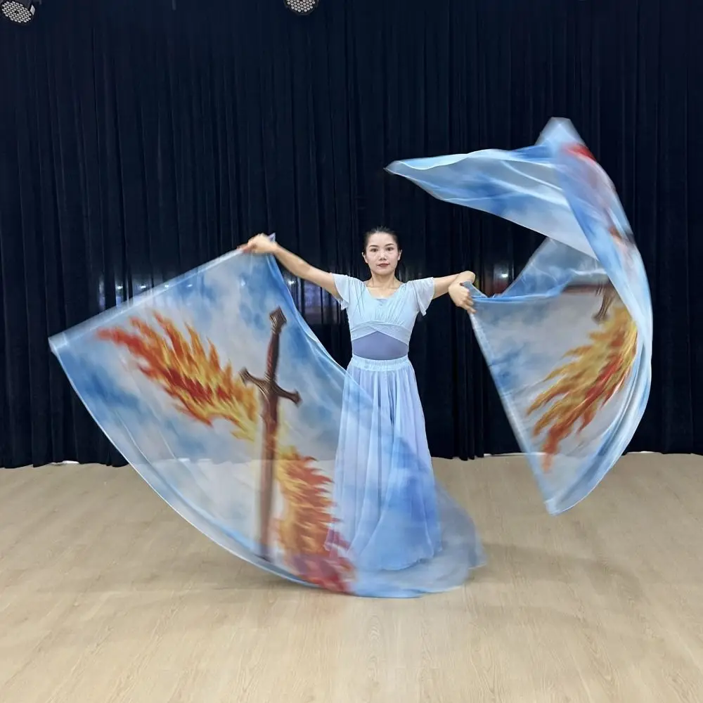 with Telescopic Sticks Belly Dance Accessories Props Scalable Rods Lightweight Rectangle Flags Multicolor Portable