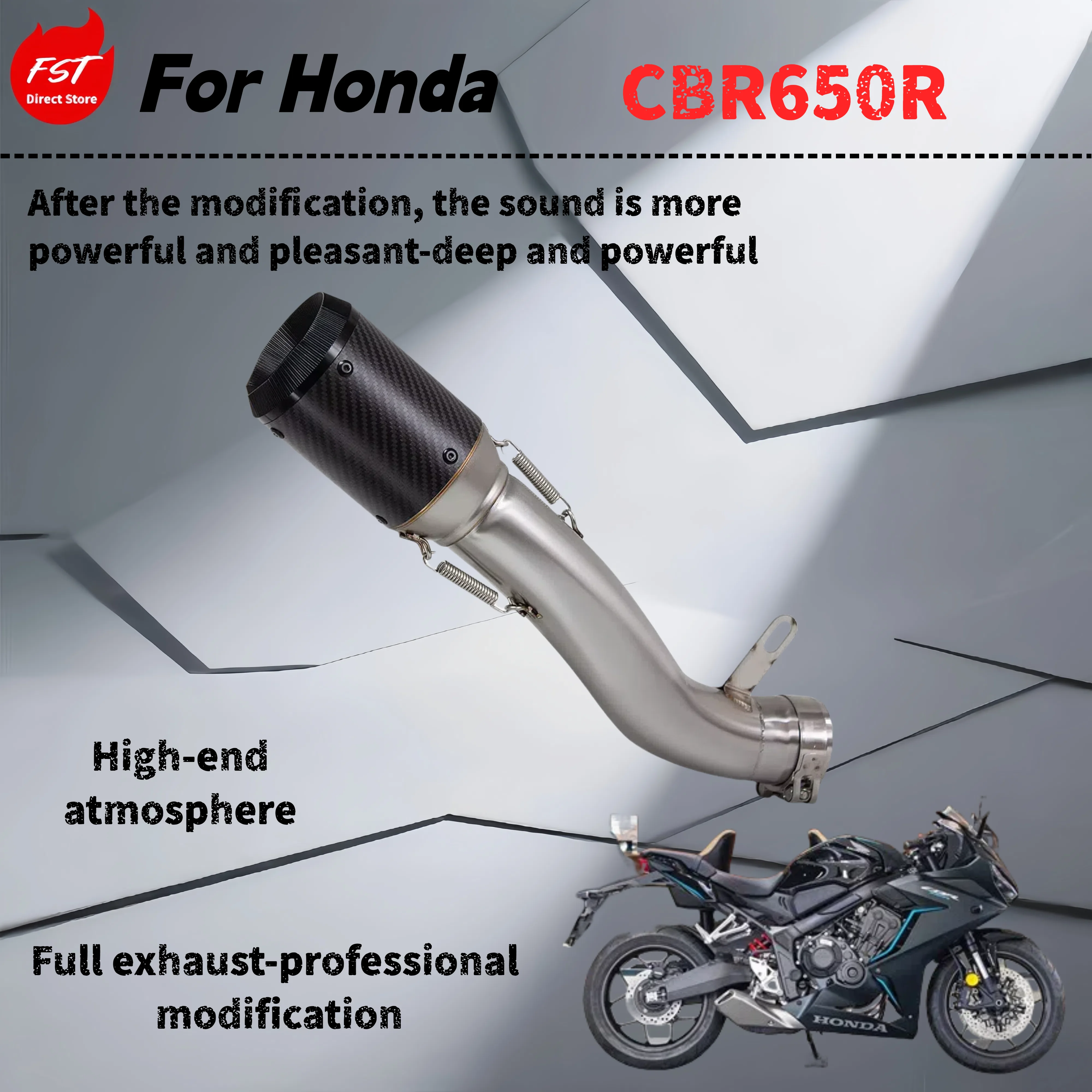 

For Honda CBR 650R-Modified front and rear exhaust pipe-the sound is deep, rich and powerful