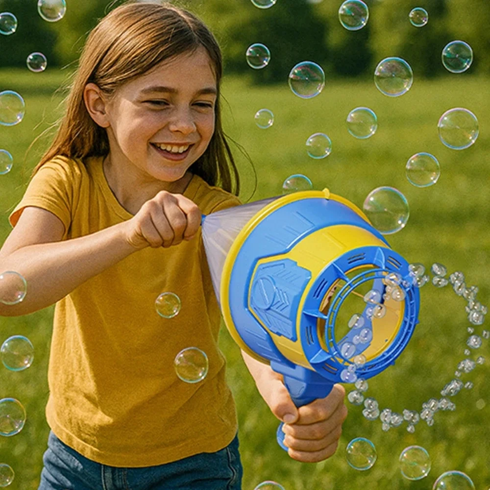 Novelty Air Cupola Multi-hole Bubble Blower Kids Handheld Flowers Gatling Gun Outdoor Party Games Bubble Blowing Toy Gift