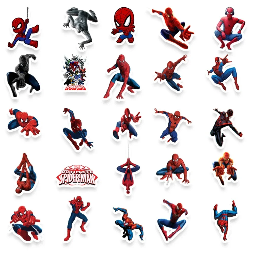 HEISSER Verkauf 50 Stück/Set Cartoon Coole SpiderMan Aufkleber DIY Skateboard Kühlschrank Motorrad Gepäck PVC Wasserdichter Aufkleber Kinderspielzeug Geschenk – Detail 3