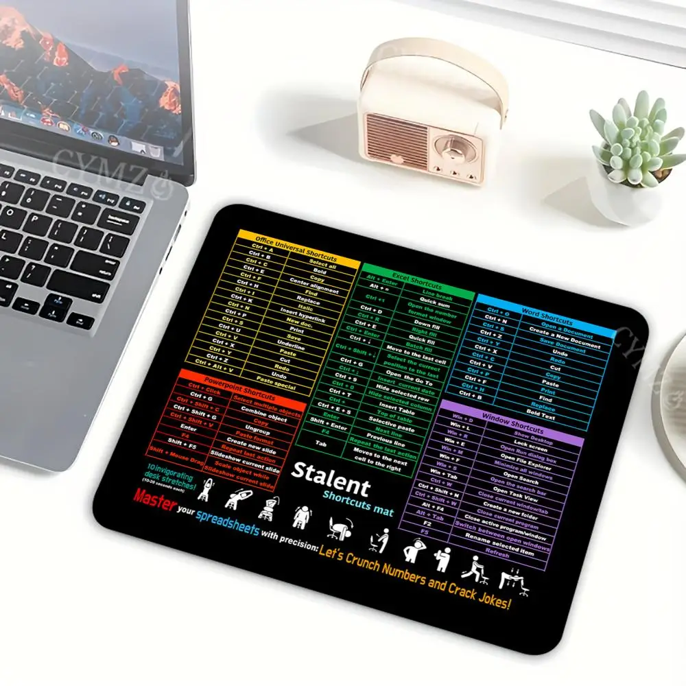 PC Office Shortcut keys Mouse Pad Desk Mat Laptop office mat rubber anti-slip Durable desk accessories 45X40CM mouse pads
