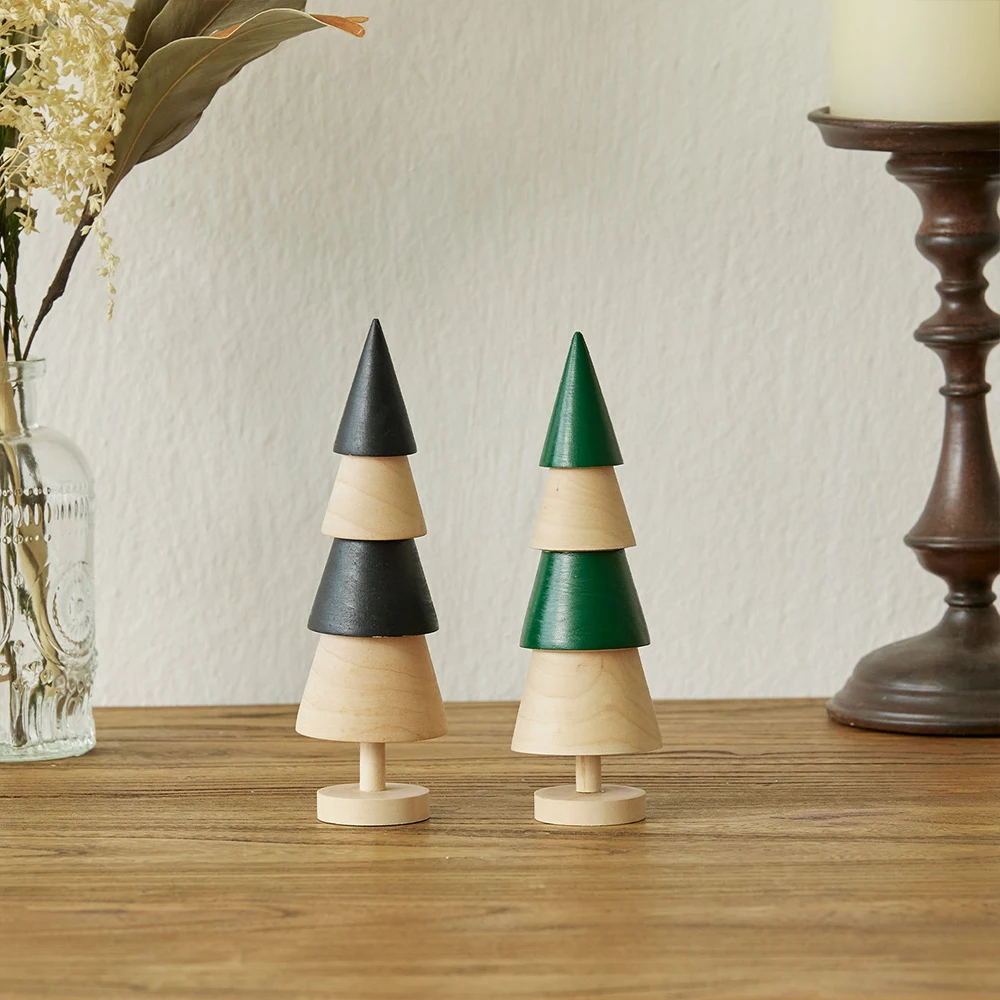 

Christmas decorations small mini tabletop wooden Christmas trees and ornaments for Christmas scene decoration home decor items