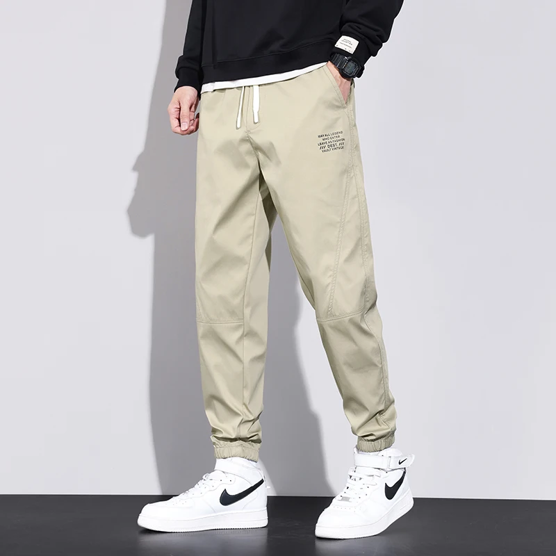 

New Arrival Men's Casual Pants Four Seasons Loose Full Length Drawstring Solid Color Japanese Style Daily Basics Pants Male