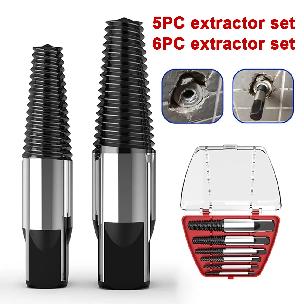 

5pc Broken Wire Extractor 6pc Fine Tooth Broken Head Screw Removal Faucet Removal Tool Accessory Set