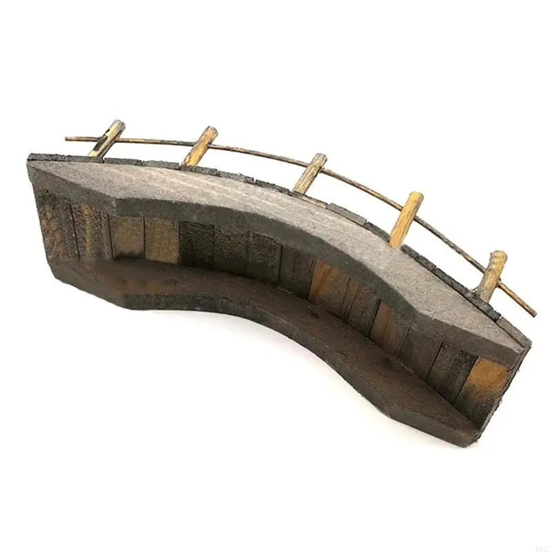 B0KC 1:12 Dollhouse Mini Wooden Arch Bridge مع درابزين مصغرة حديقة Fairy Garden Miniature Crafts
