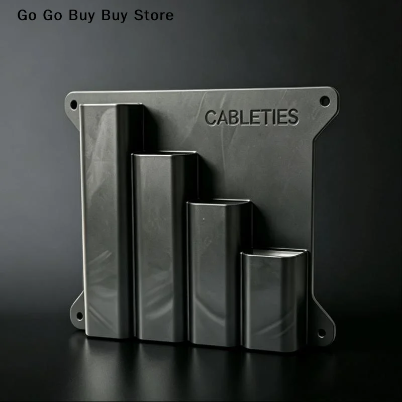 【S】1Pcs Plastic 4 Grids Zip Tie Storage Rack Metal Wire Rope Organizer Black Wall Mounted Zip Tie Storage Box Home Accessories